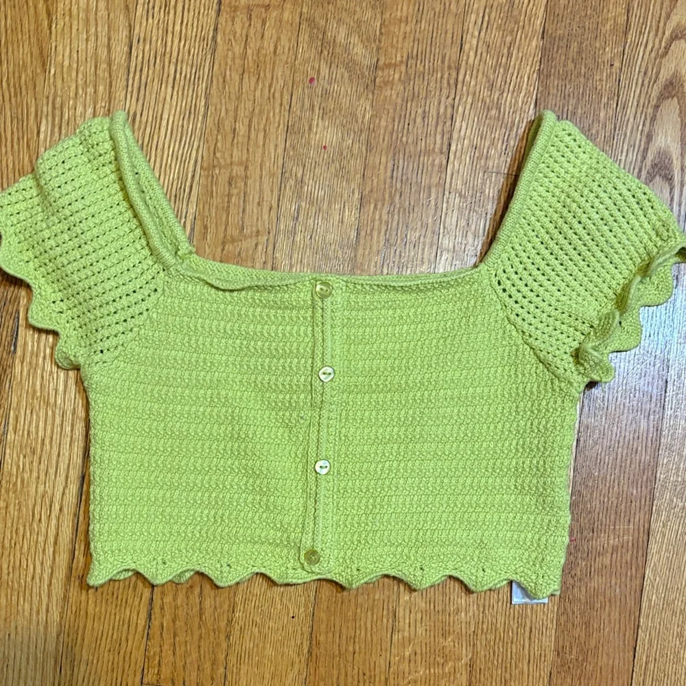Zara Bright Lime Green Knit Crop Top - Picture 2 of 5